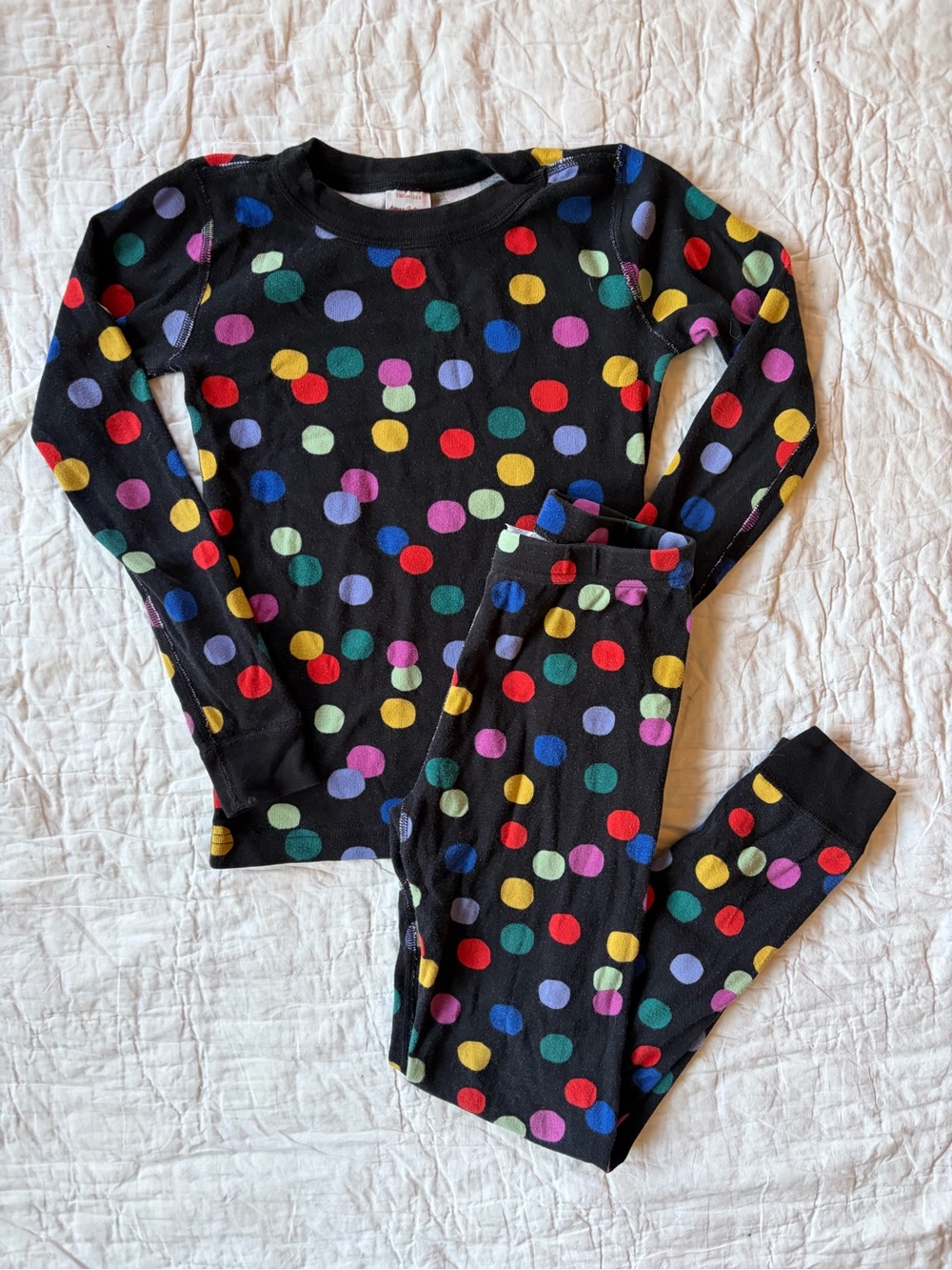 Kids Black Polka Dot Pajama Set - Colorful Dots